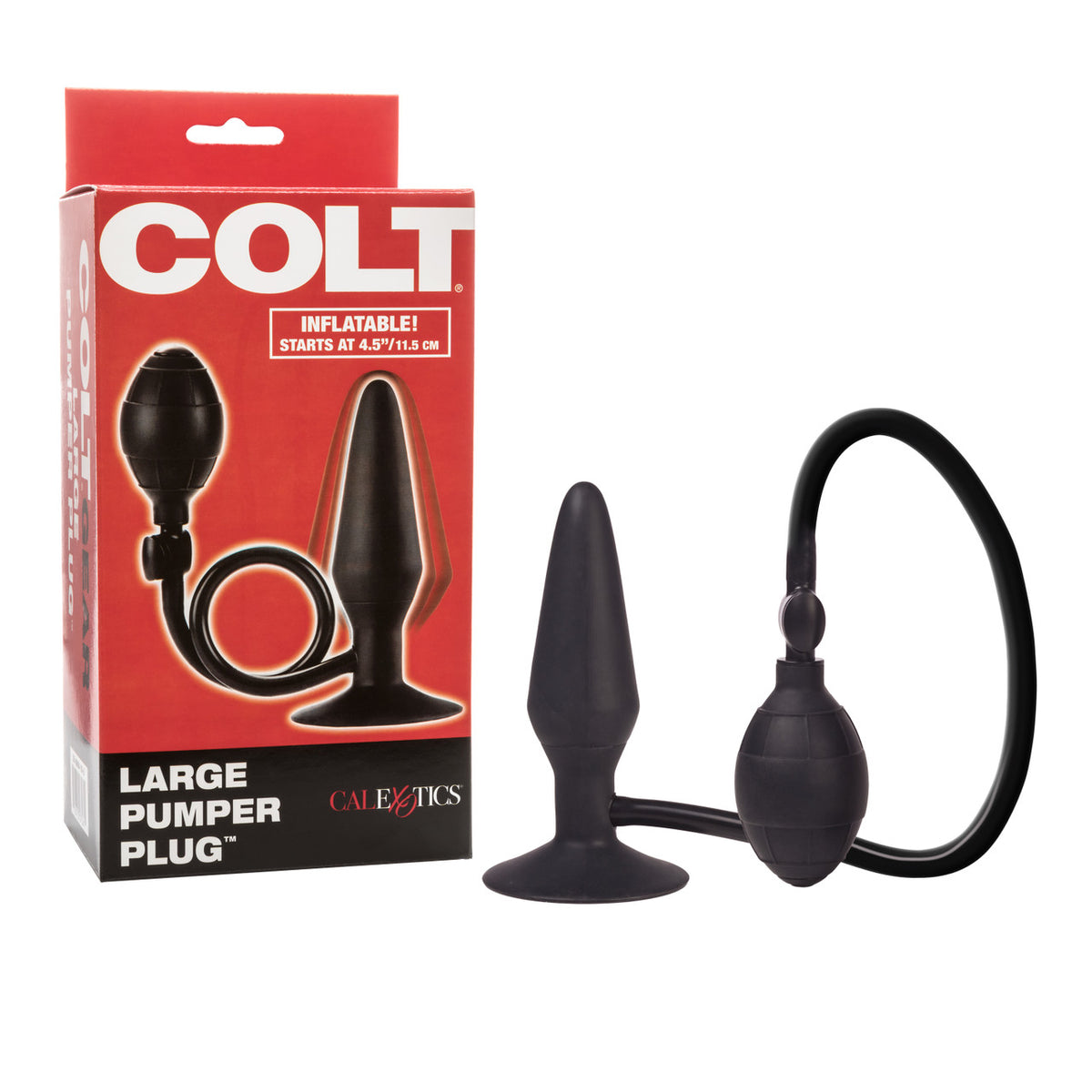Colt Large Inflatable Silicone Pumper Plug Black, featuring an inflatable design for customizable anal play.