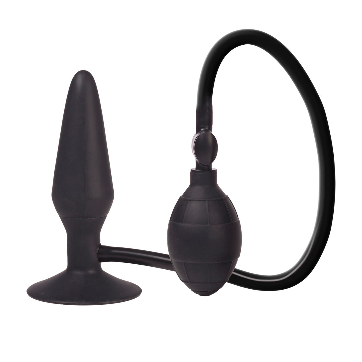 Colt Large Inflatable Silicone Pumper Plug Black with inflatable bulb and valve for personalized comfort.
