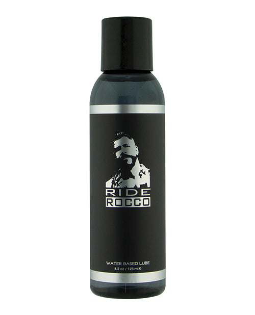 Ride Rocco Water Based Lubricant 4.2 Oz bottle with black label and sleek design.