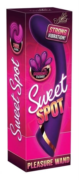 Sweet Dreams Sweet Spot G-Spot Vibrator Purple packaging featuring strong vibration and sleek design.