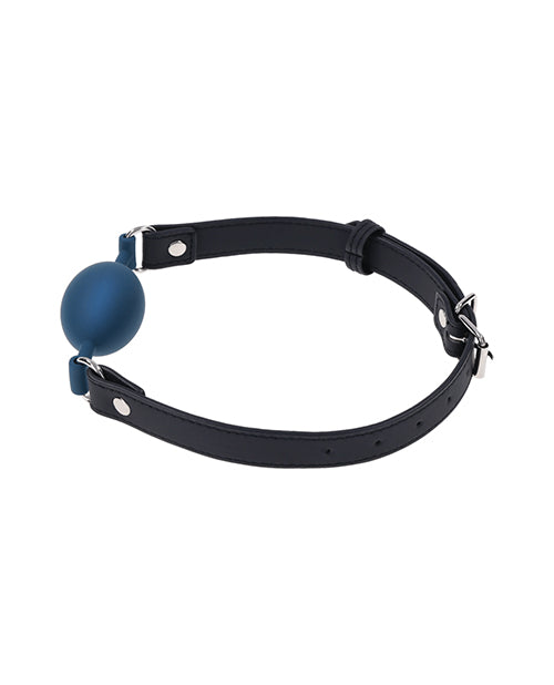 Sportsheets Signature Twilight Tease Oval Gag in navy blue with a comfortable leather strap for intimate play.