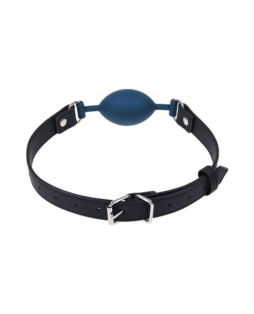 Sportsheets Signature Twilight Tease Oval Gag in black with a blue oval shape for intimate play.