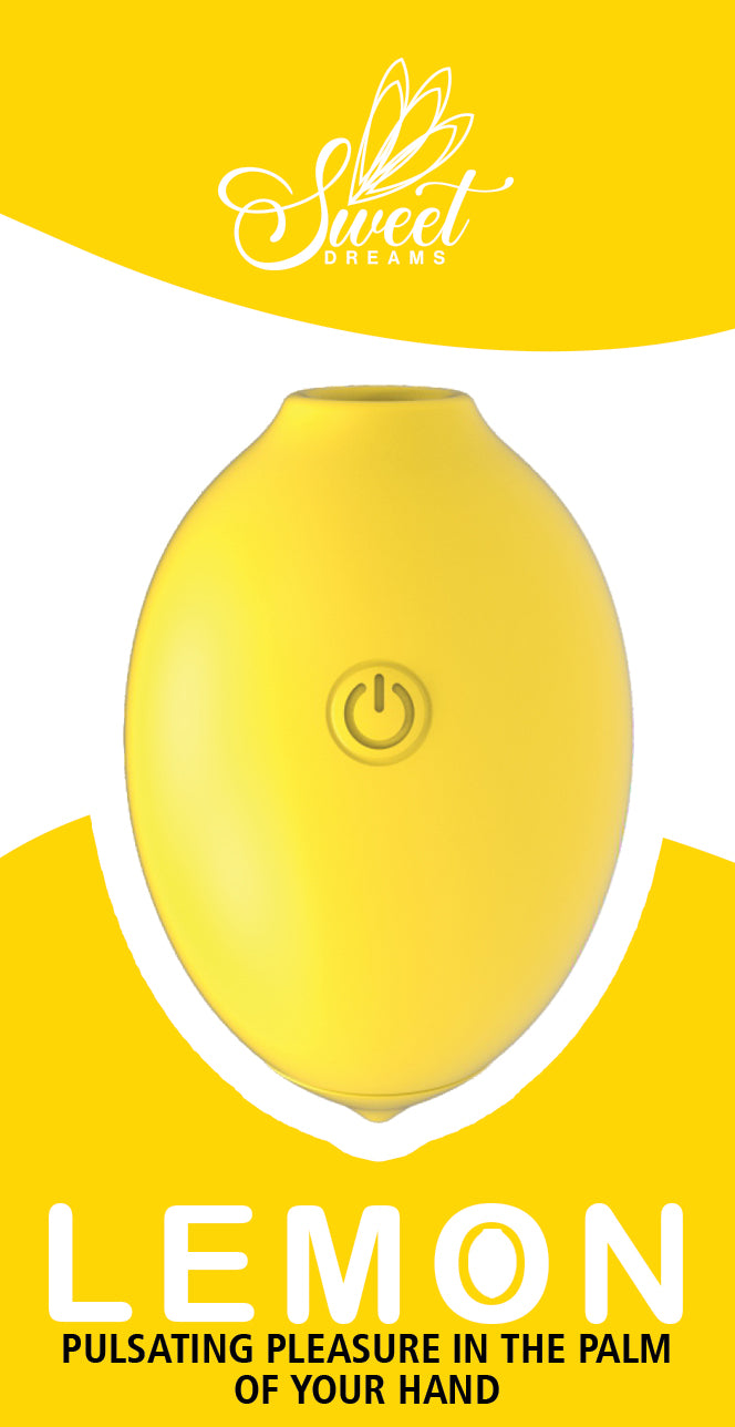 Lemon Pulsating Air Suction Massager in bright yellow, designed for customizable pleasure and ergonomic use.