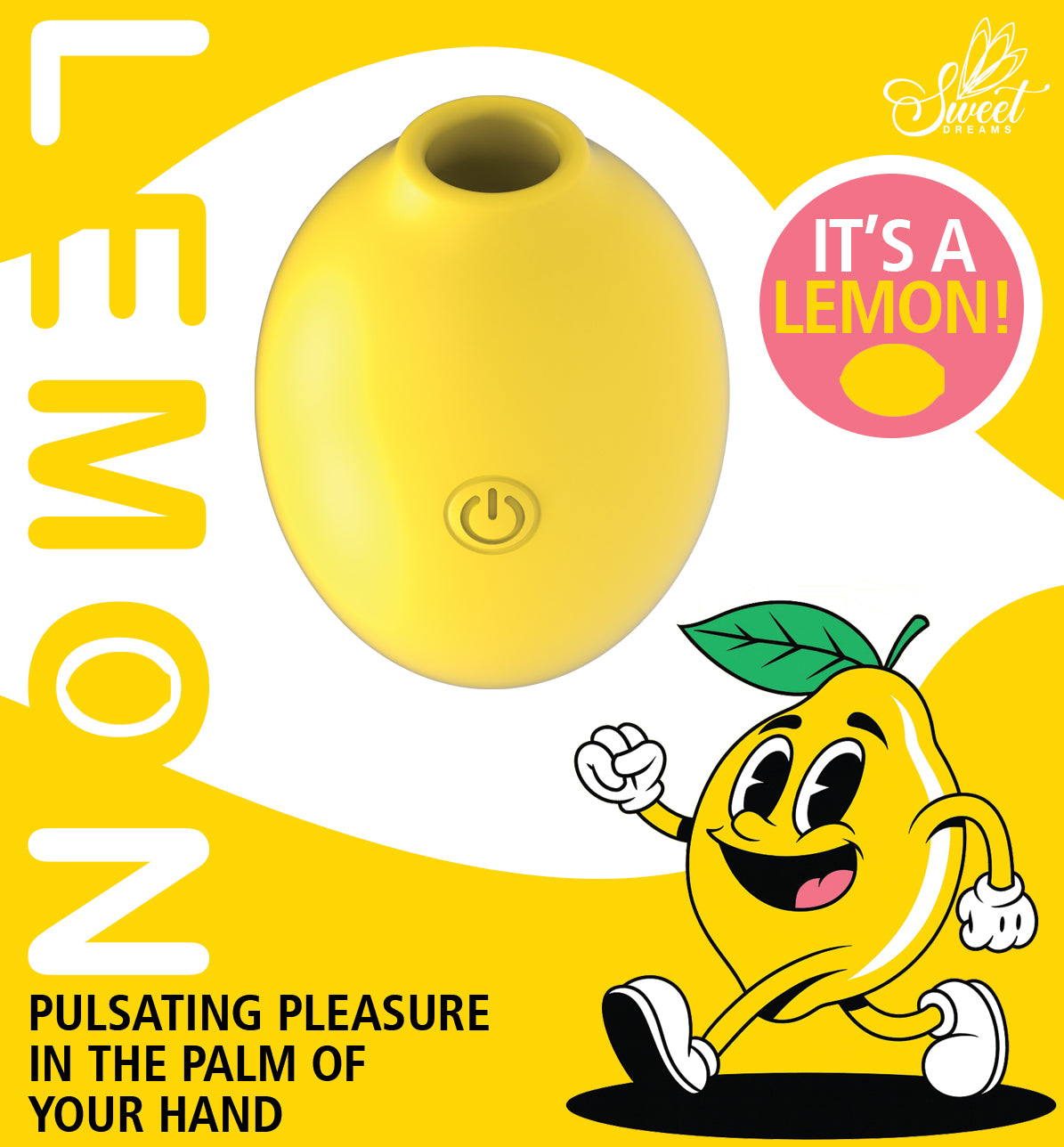 Lemon Pulsating Air Suction Massager in a playful lemon design, promoting pulsating pleasure in the palm of your hand.