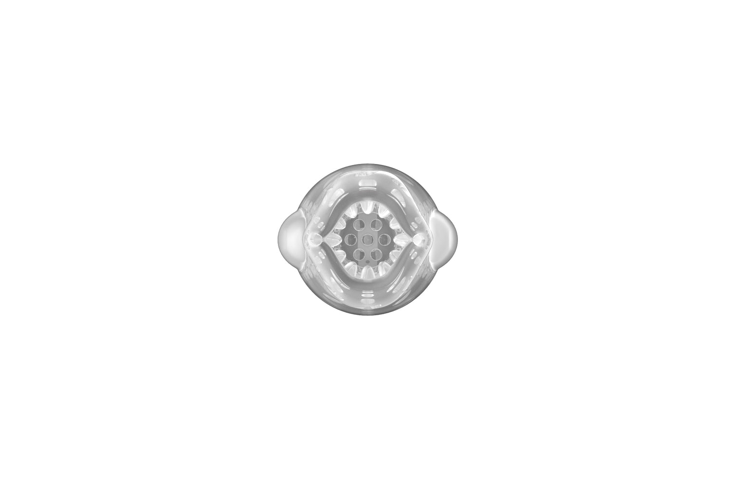 Transparent removable sleeve of the Thrusting Rotating Vibrating Male Stroker showcasing its intricate internal design.