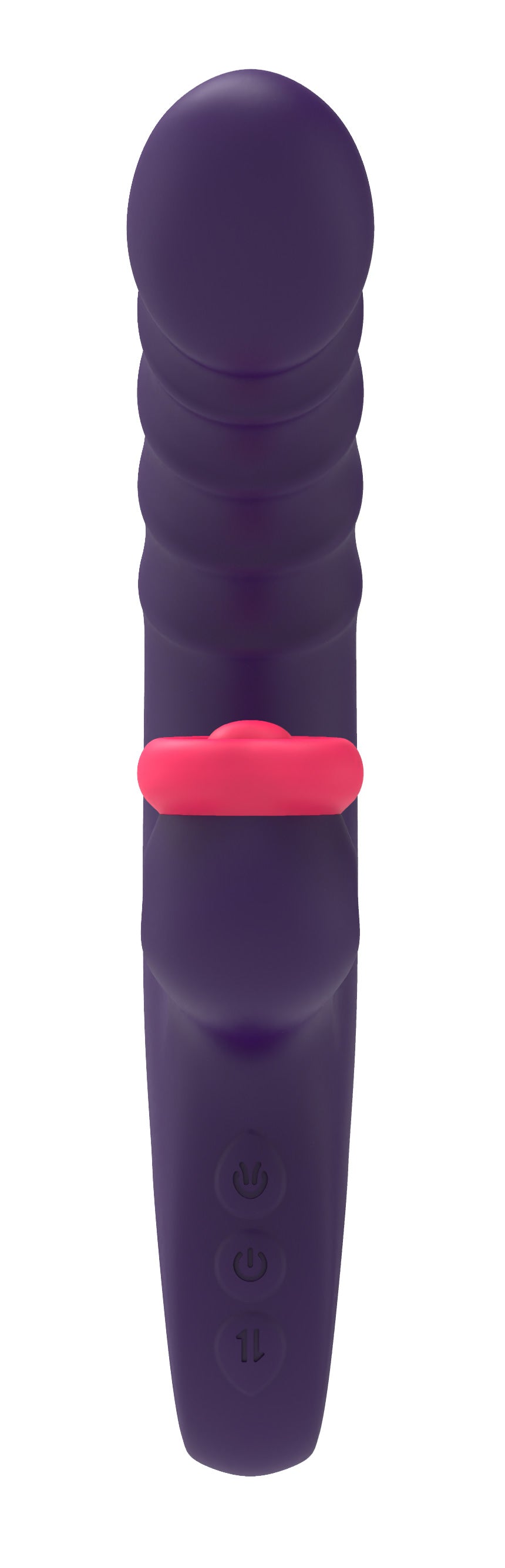 Sweet Dreams Sweet Heart Thrusting Rabbit Vibrator Purple, showcasing ribbed design and control buttons for enhanced pleasure.