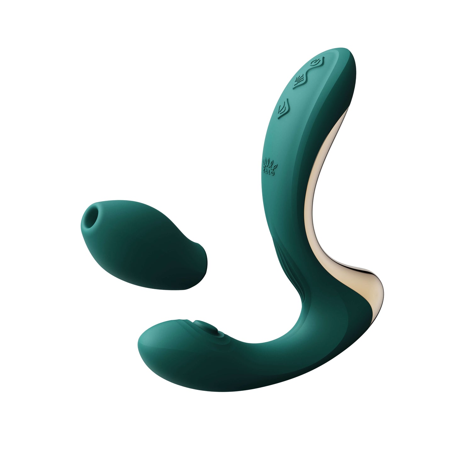 Turquoise green ZALO Talis G-Spot PulseWave Vibrator with dual stimulation handle for enhanced pleasure.