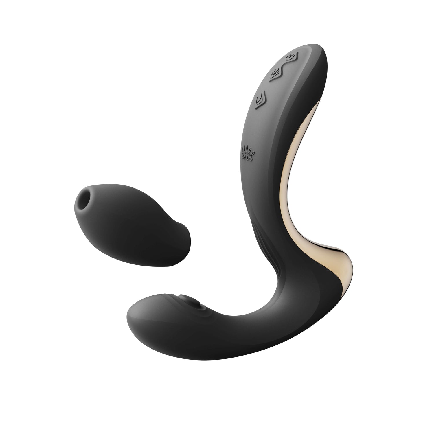 ZALO Talis G-Spot PulseWave Vibrator in Obsidian Black with ergonomic design for dual stimulation.