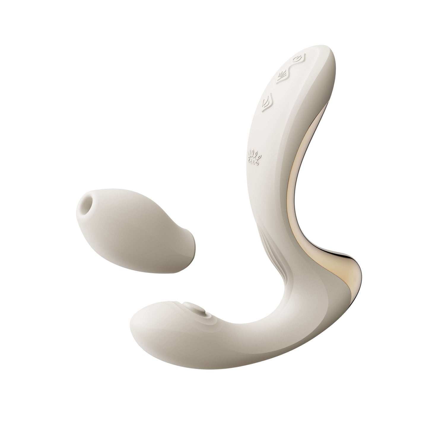 Ivory white ZALO Talis G-Spot PulseWave vibrator with unique ergonomic design for dual stimulation.