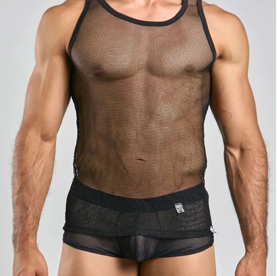 Male Basics Mob Fishnet Tank Top Black Small