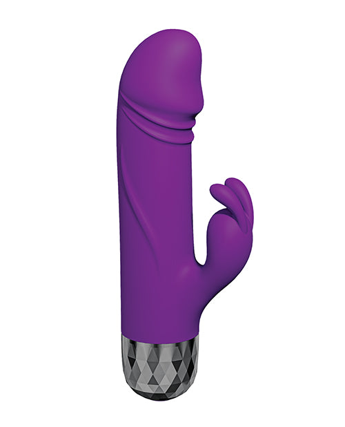 Glam Rabbit Bullet Vibrator Purple designed for dual stimulation with a sleek rabbit-inspired shape and compact design.