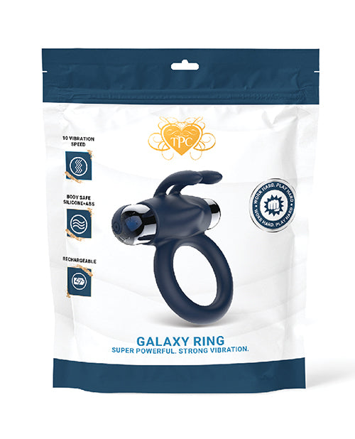 Galaxy Ring Bullet Vibe Cock Ring Blue packaging featuring powerful bullet vibe and 10 speeds for enhanced pleasure.