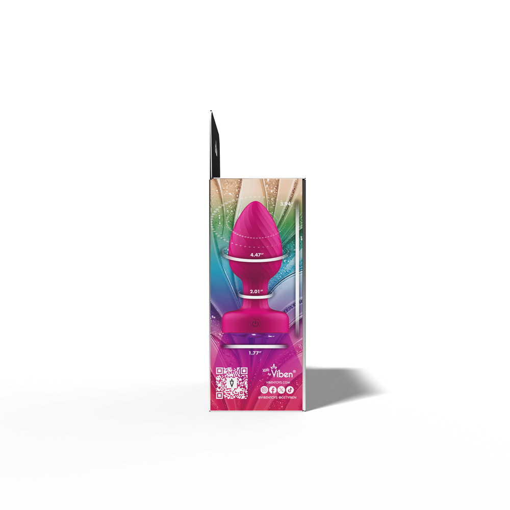 Twila Purple Gem Light Up Vibrating Anal Plug packaging showcasing design and features.