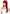 Scarlett Premium Stylable Wig Red worn by a model with smooth, shiny red hair and a stylish fringe.