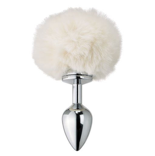 Cloud 9 Magnetic Tails Kit Small Anal Gems Butt Plug featuring a soft white fluffy tail for playful costume and role play.