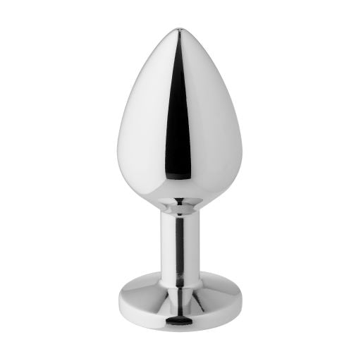 Cloud 9 Magnetic Tails Kit Small Anal Gems Butt Plug displayed, featuring a smooth tapered design in shiny aluminum.