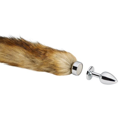 Cloud 9 Magnetic Tails Kit Small Anal Gems Butt Plug with a faux fur tail attachment.