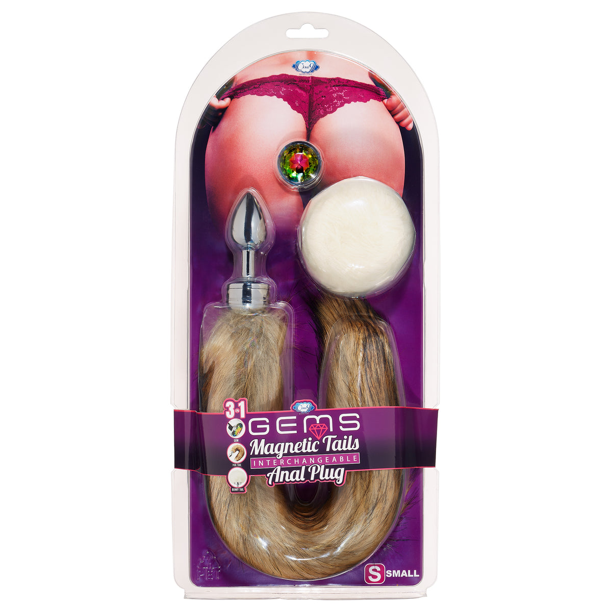 Cloud 9 Magnetic Tails Kit Small Anal Gems Butt Plug with interchangeable tails and fun accessories