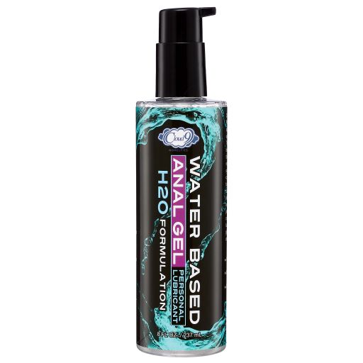 Cloud 9 H2o Anal Play Gel 8 Oz water-based lubricant in a clear pump bottle for smooth comfort during intimate play.