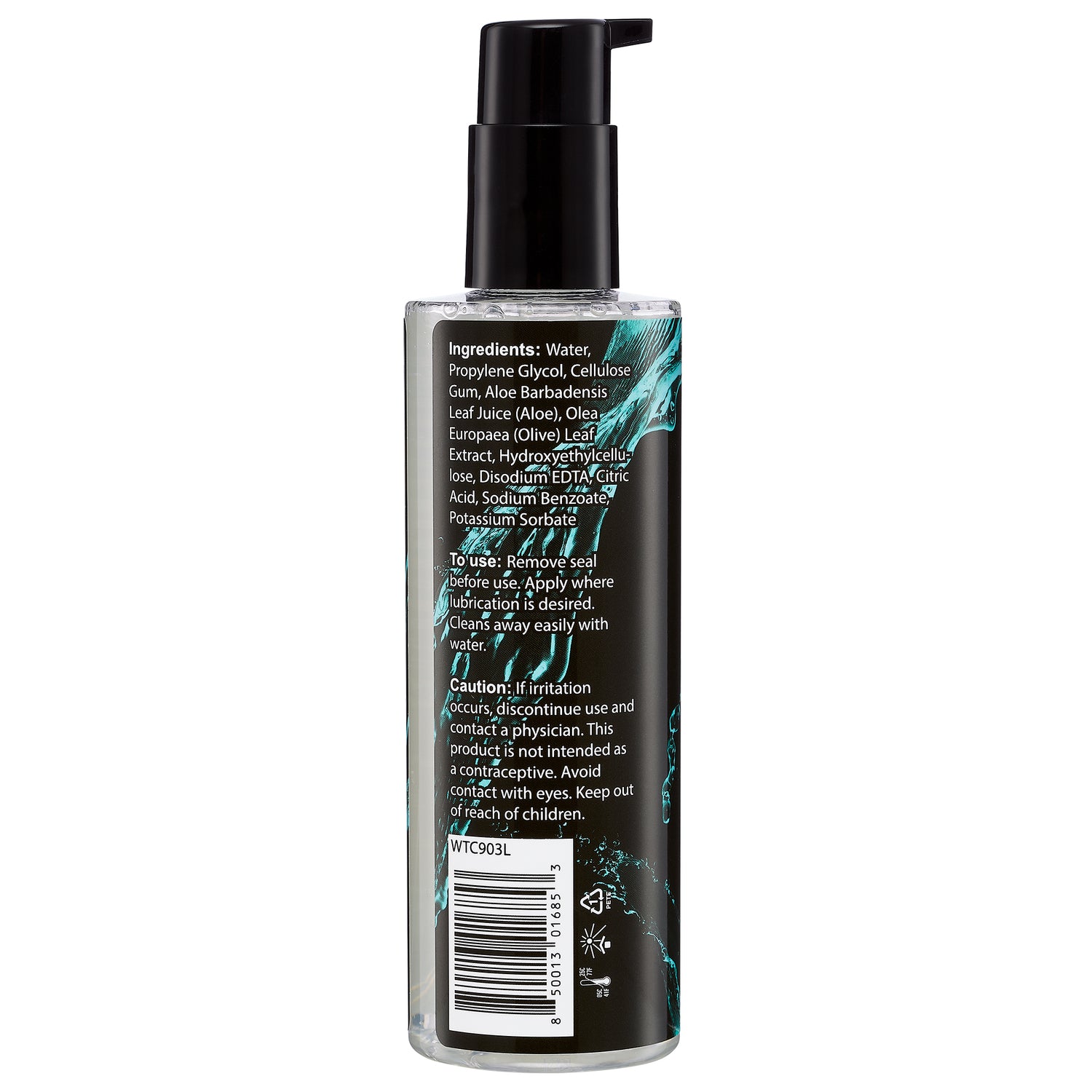 Cloud 9 H2o Anal Play Gel 8 Oz ingredients and usage instructions with pump dispenser.