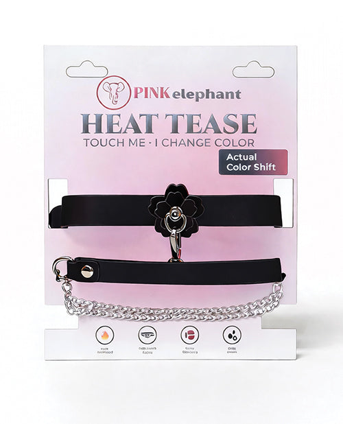 Heat Tease Flower Collar Black Pink