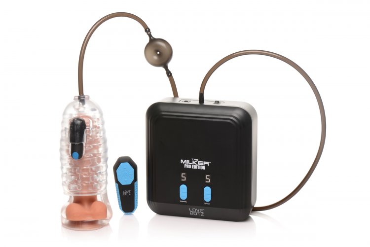 Lovebotz The Milker Pro Edition Automatic Stroker with hands-free stimulation system and interactive controls.