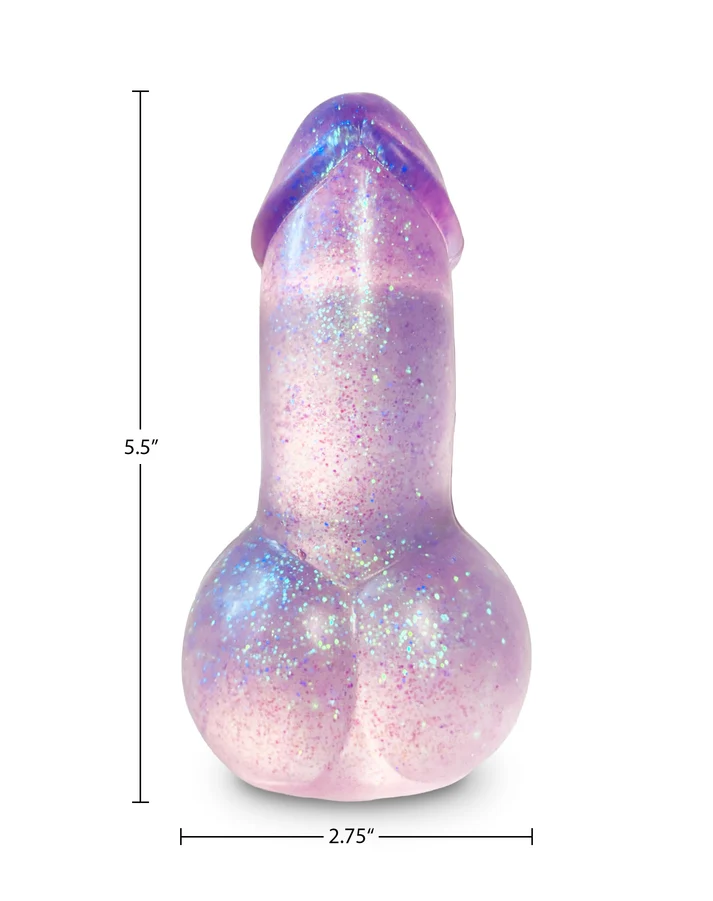 Little Genie Doh-Lightful Dick Squishy Fidget Toy in vibrant galaxy colors, perfect for stress relief and fidgeting.