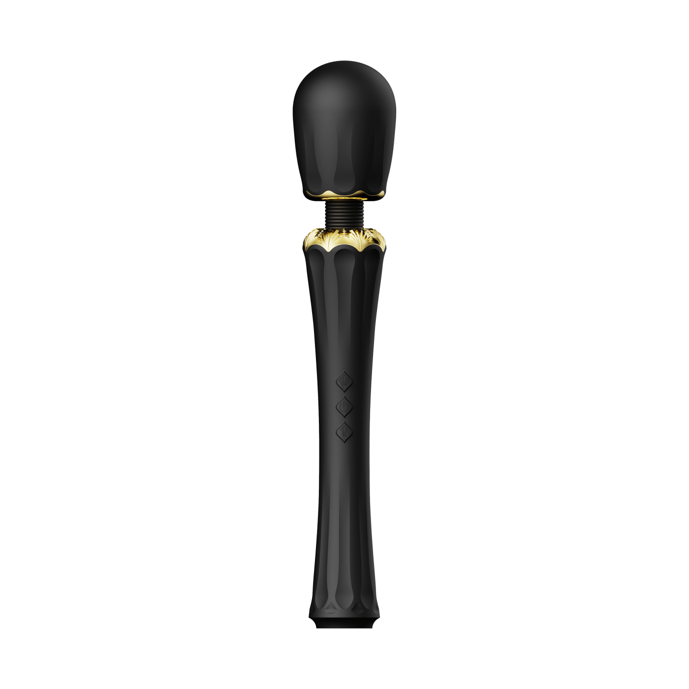 ZALO Kyro Wand Massager in Obsidian Black with a sleek design inspired by the scepter of Egyptian pharaohs.