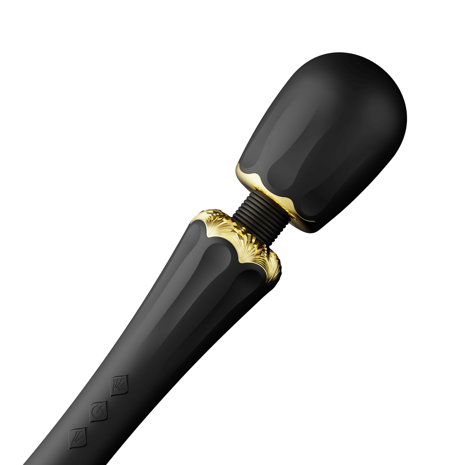 ZALO Kyro Wand Massager in Obsidian Black with a design inspired by the scepter of Egyptian pharaohs and featuring innovative Direct Power 2.0 technology.