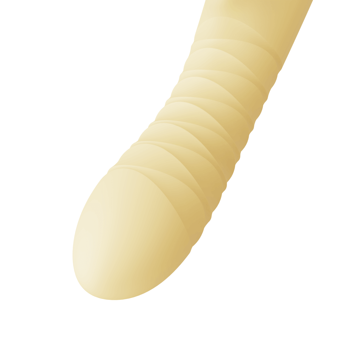 Close-up of ZALO Rose Rabbit Thruster in lemon yellow, featuring a soft round head and ribbed design for enhanced internal massage.