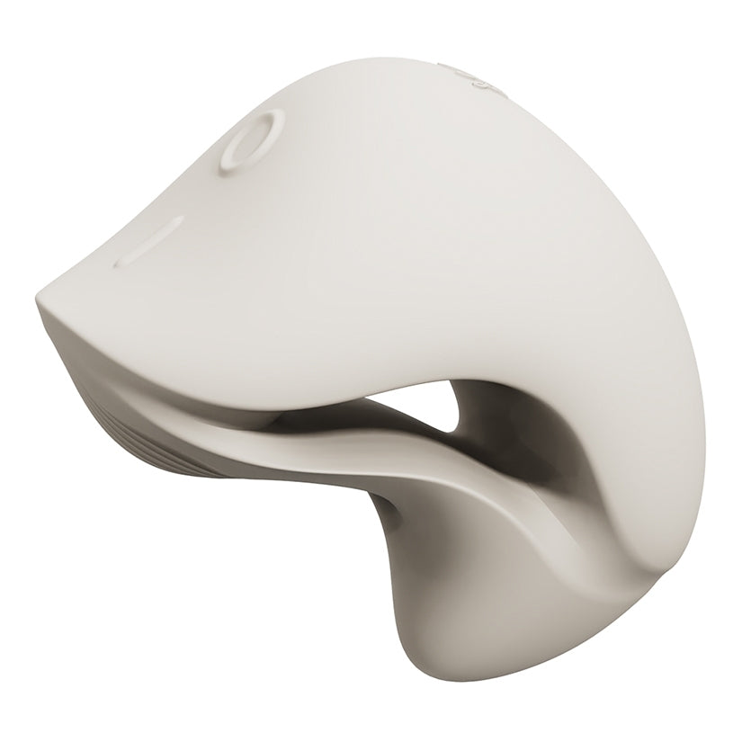 Zalo Mochi Dual Head App Controlled Vibrator Ivory White side view showcasing its ergonomic design.