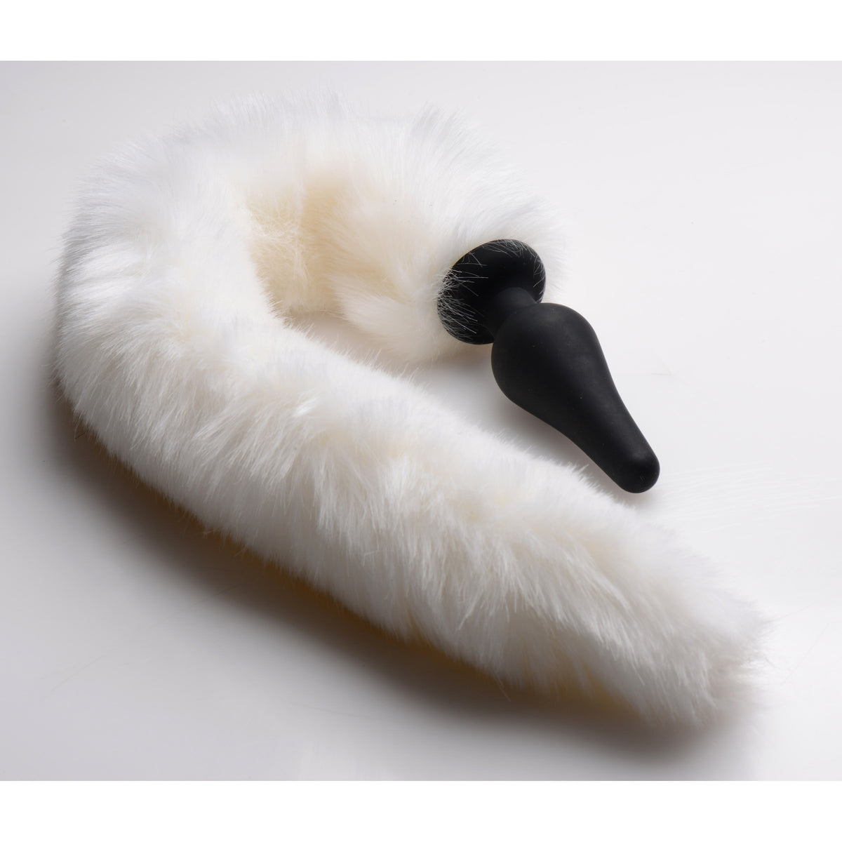 Tailz White Fox Tail Anal Plug and Ears Set featuring a fluffy white fox tail and smooth silicone anal plug.