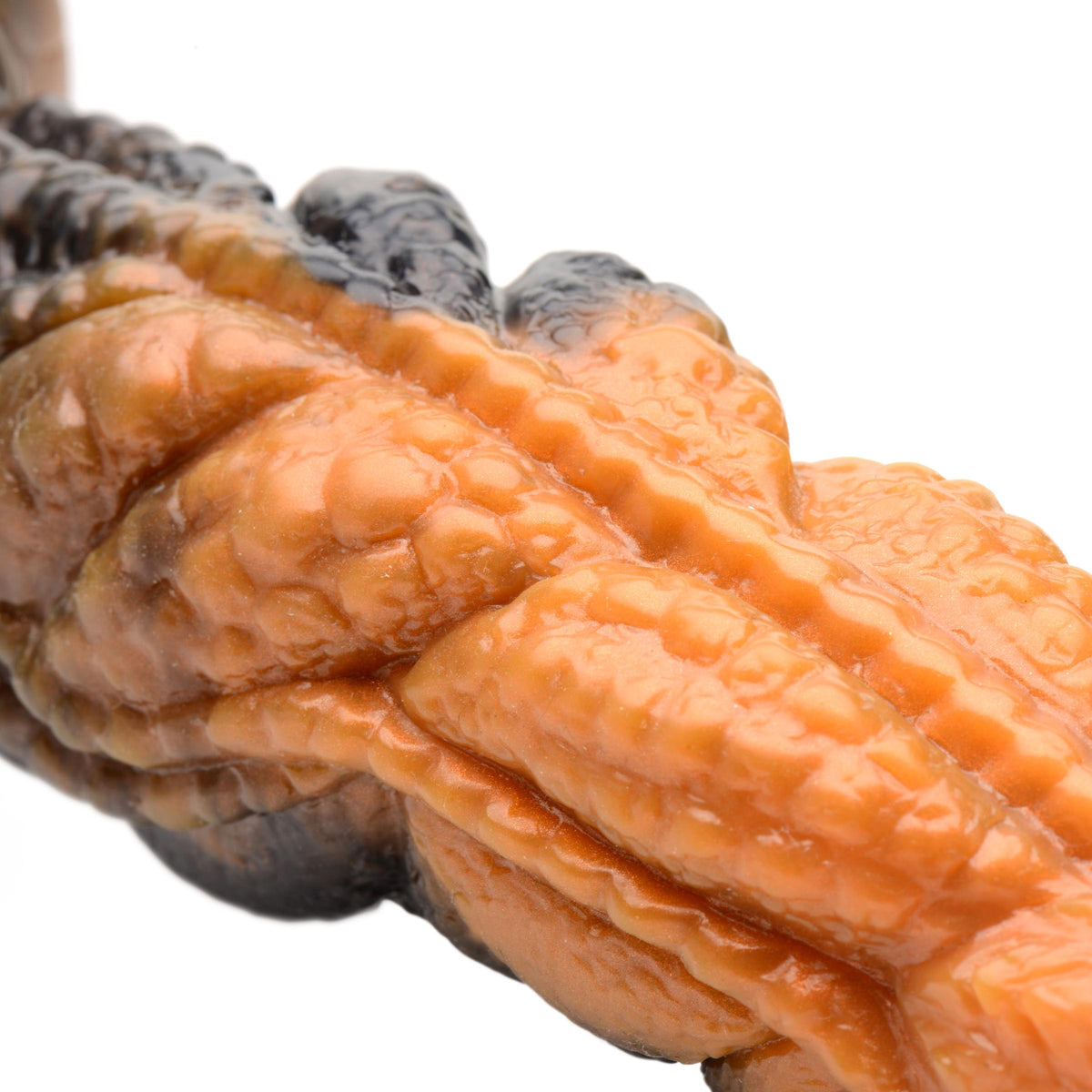Close-up of Creature Cocks Ravager Rippled Tentacle Silicone Dildo showcasing the unique rippled texture and marbled colors.