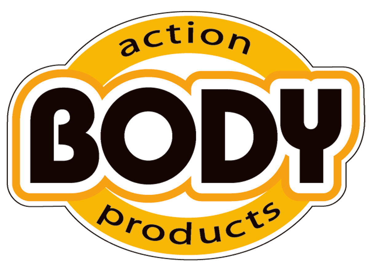 Logo of BODY action products, featuring bold lettering and a circular design.