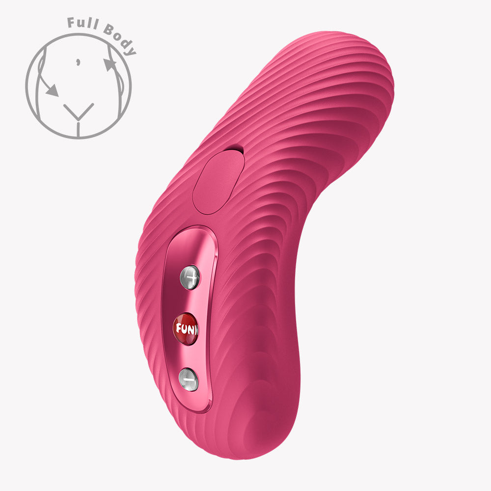 Fun Factory Laya III Lay-on Vibrator Magenta showcasing ergonomic design and buttons for vibration control.