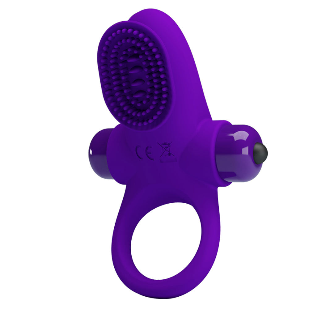 Pretty Love Vibrating Cock Ring II Purple, a silicone cock ring with dual vibration features for enhanced pleasure.