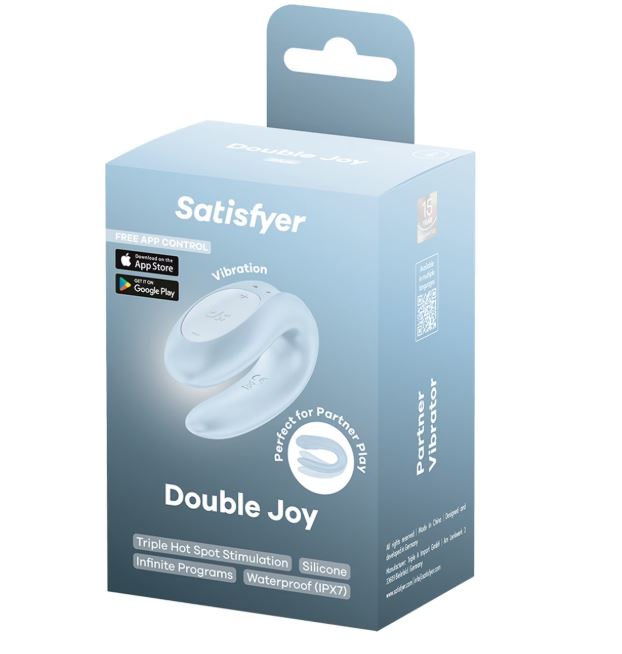Satisfyer Double Joy App Controlled Couples Vibrator Blue - Image 2