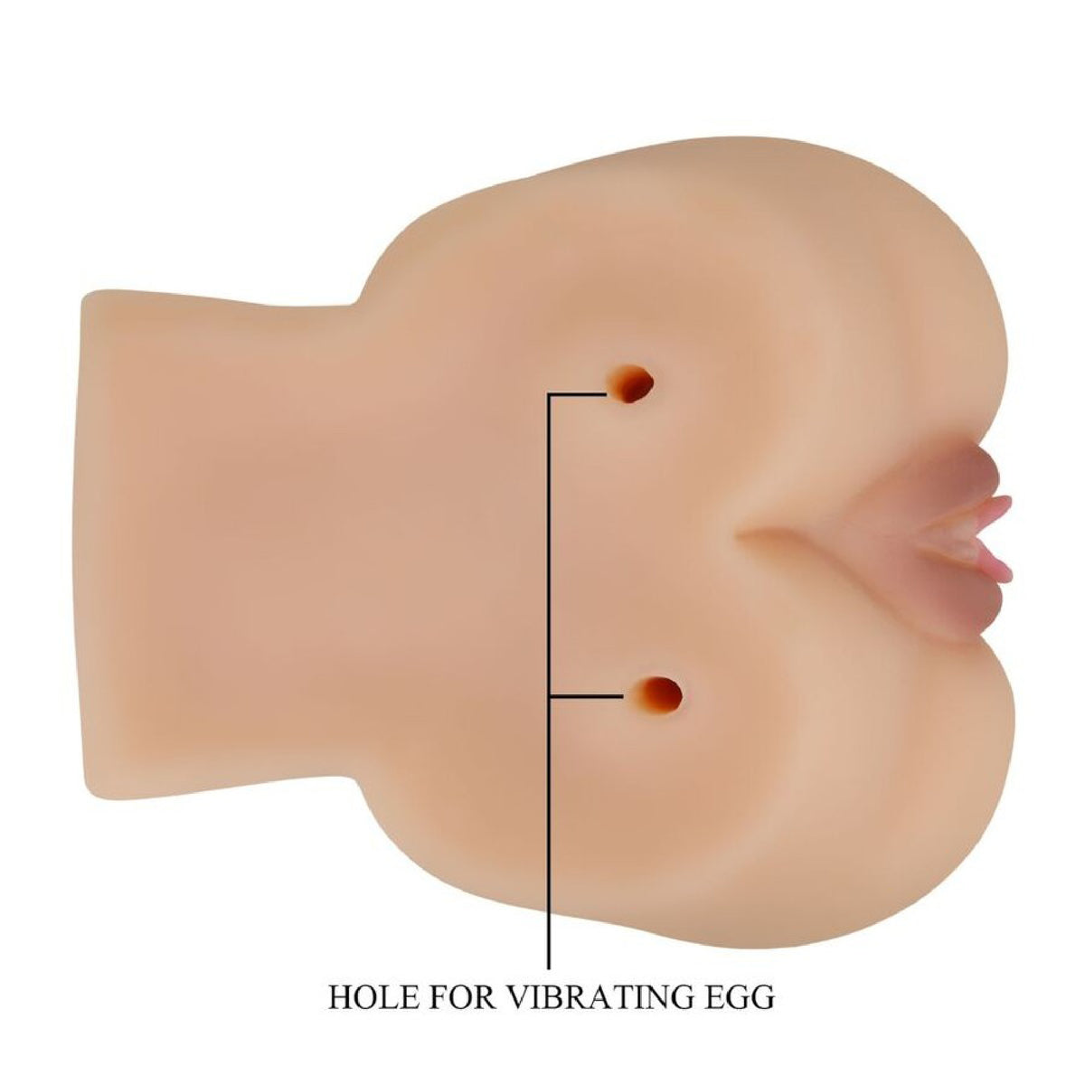 Kylie Realistic Vagina and Ass Vibrating Masturbator Light showcasing holes for vibrating egg feature.