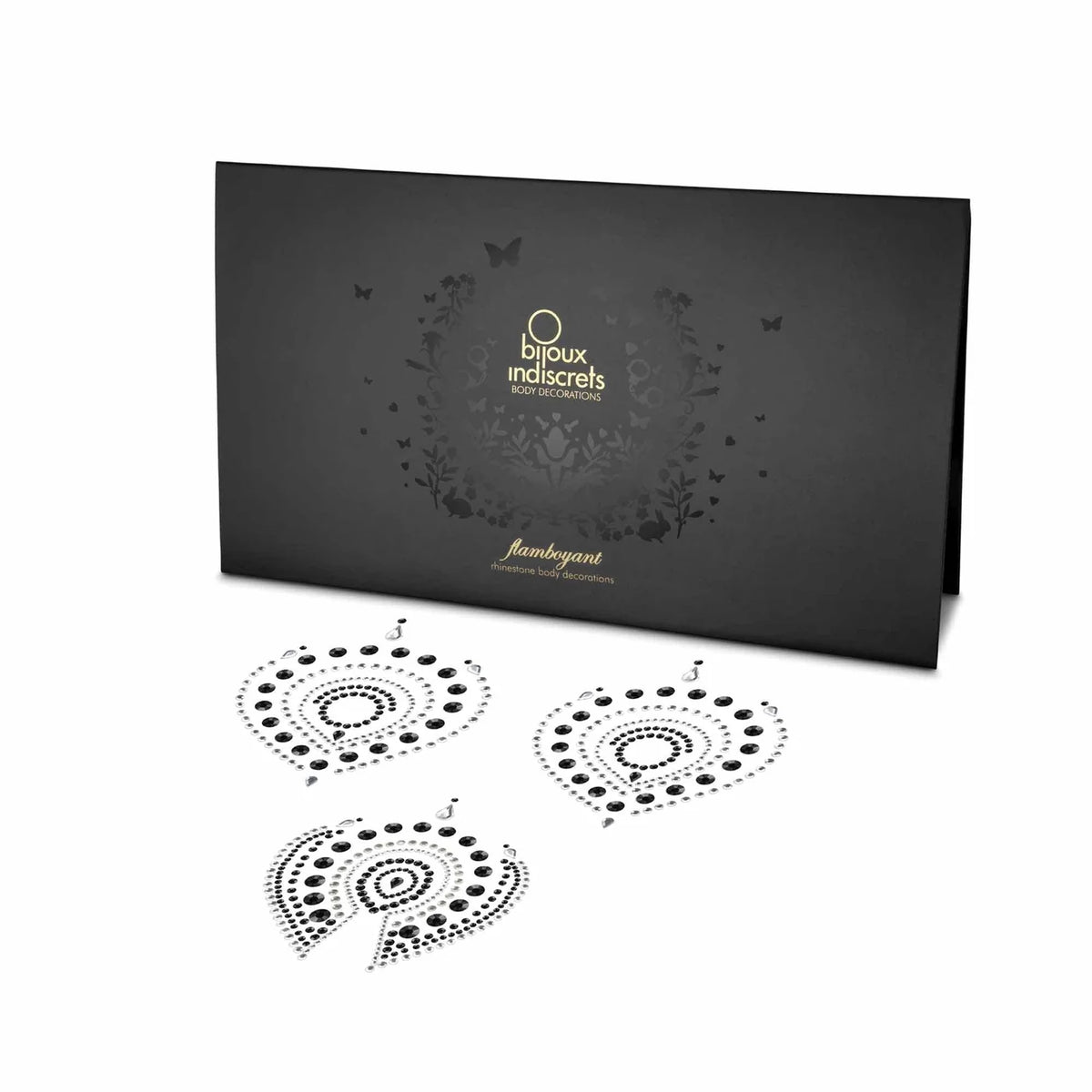 Bijoux Indiscrets Flamboyant Rhinestone Body Decorations packaging with sparkling designs.