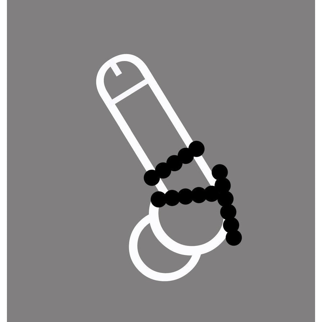 Rascal Meat Ballz Silicone Cock Ring Black illustration showcasing textured design with raised silicone balls.