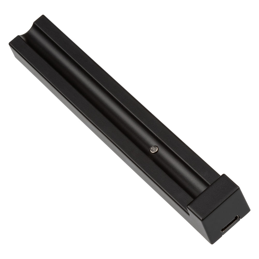 CalExotics Hidden Pleasures Bullet Vibrator Red sleek black charging dock for discreet storage and convenience.