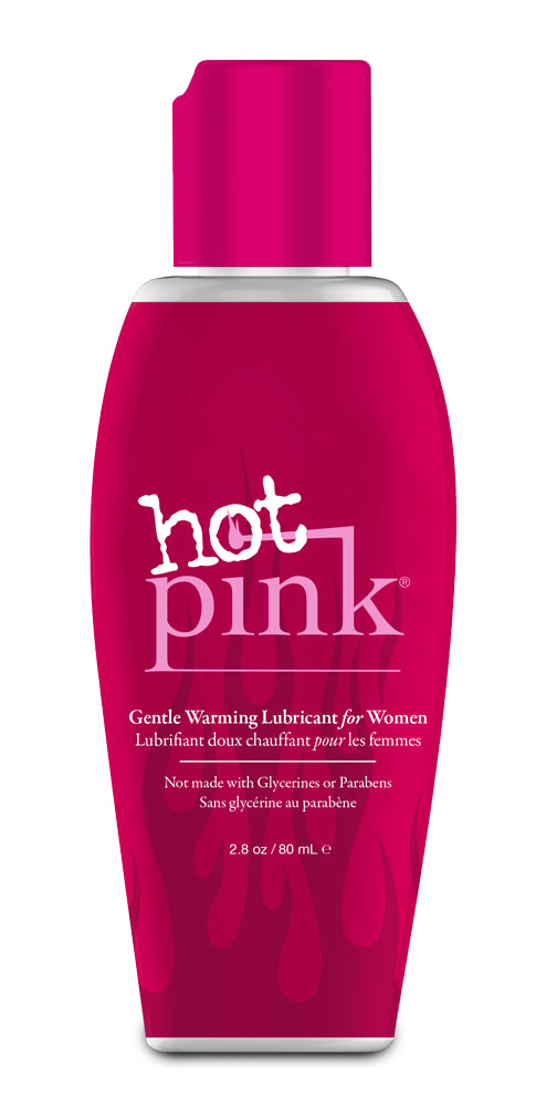 Hot Pink Warming Lubricant for Women 2.8 Oz bottle designed for gentle warming during intimate moments.