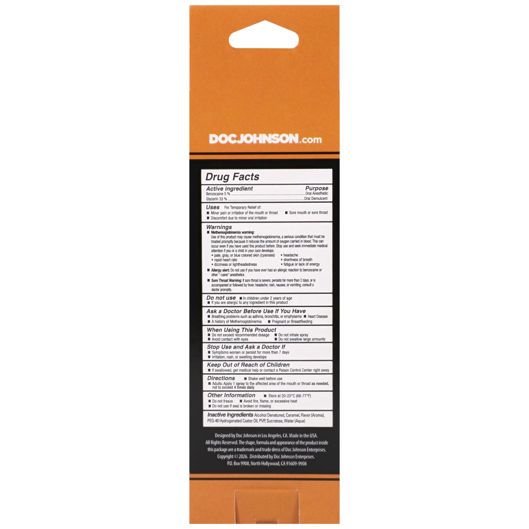 Goodhead Deep Throat Spray Salted Caramel 2 Fl Oz drug facts and usage information