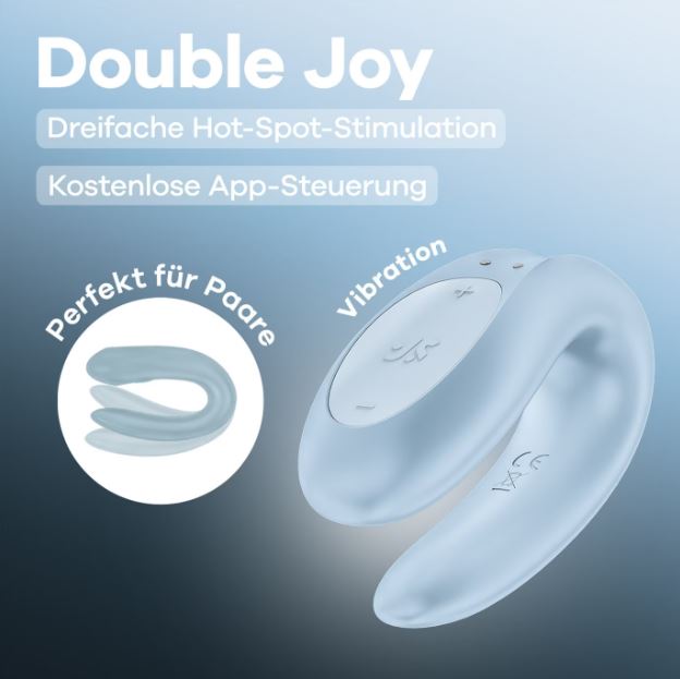 Satisfyer Double Joy App Controlled Couples Vibrator Blue - Image 3