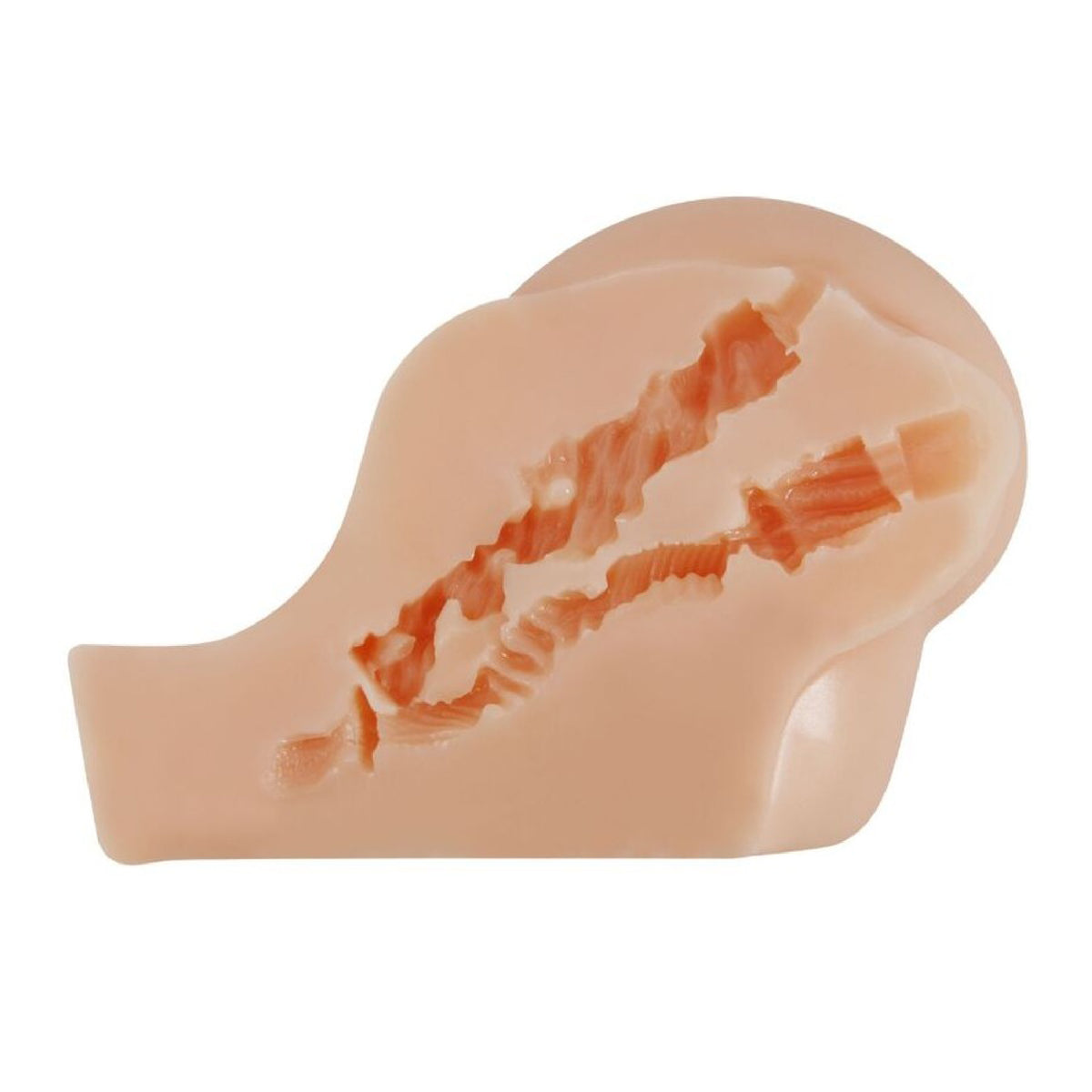 Kylie Realistic Vagina and Ass Vibrating Masturbator Light showing lifelike texture and dual entry points.