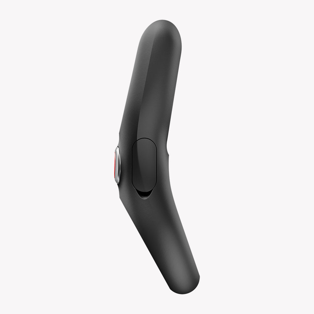 Fun Factory Nos Pro Vibrating Cock Ring Black side view showcasing ergonomic design and stimulating features.