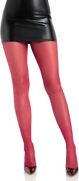 Leg Avenue Sheer to Waist Support Pantyhose Burgundy showcased on model with black skirt.