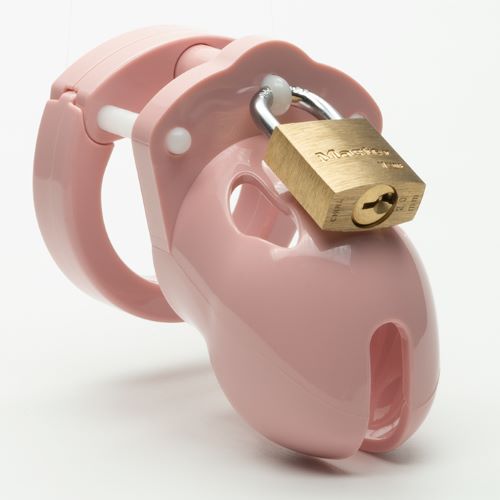CB-X Mr Stubb Kit 1.75 Inch Pink Chastity Cock Cage with lock and smooth design.