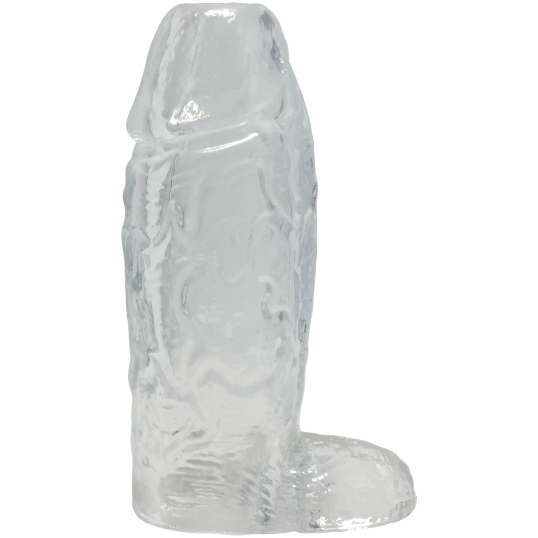 Titanmen Cock Sleeve With Ball Strap 6 Inch Clear, enhancing length and girth for maximum pleasure.