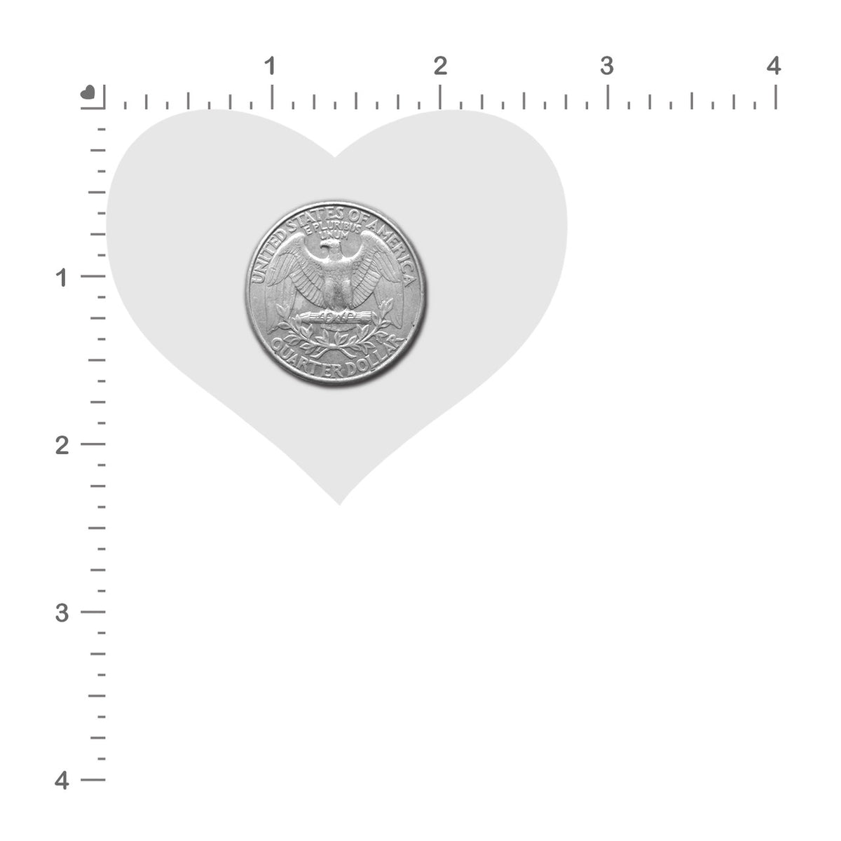 Pastease Sullen Skull Red Hearts Nipple Pasties placed over a heart shape with a quarter for size reference.